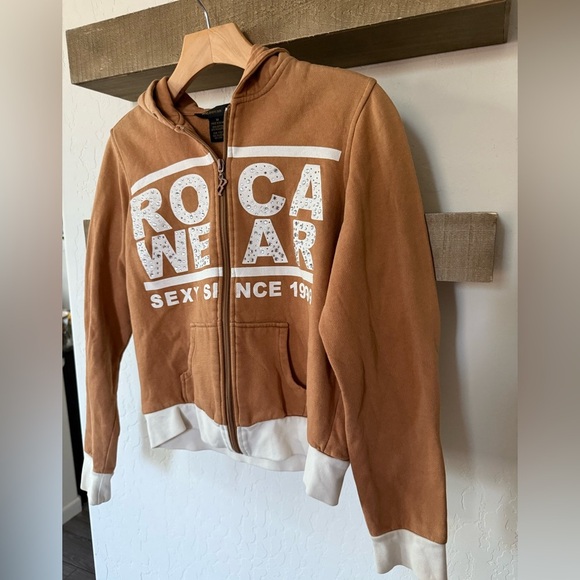 Rocawear|Y2k Tan full zip Hoodie sweater with embellishments/stones “1999 sexy”• - Picture 6 of 13